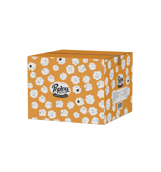 POPLAY Caramel & Cashew Popcorn Box – 12 Pack Box