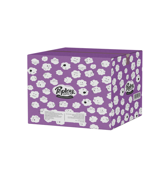 POPLAY Caramel & Chocolate Popcorn Box – 12 Pack Box
