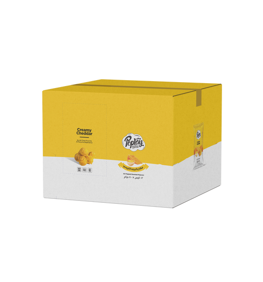 POPLAY Creamy Cheddar Popcorn Box – 12 Pack Box