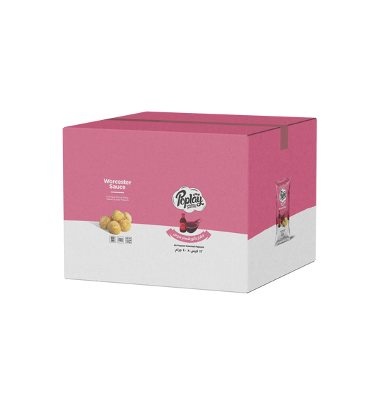 POPLAY Worcester Sauce Popcorn – 12 Pack Box